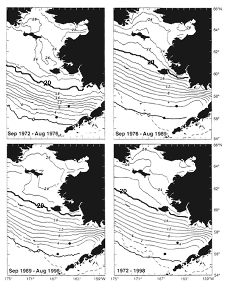 Maps of sea ice in the Bering Sea